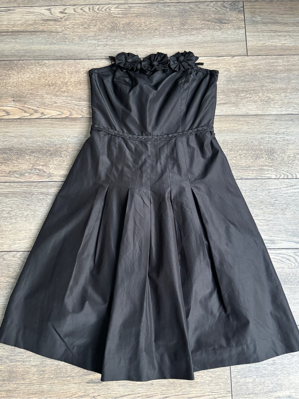 Lilly Pulitzer Vintage Fit & Flare Strapless Rosette Dress Silk Blend Black Sz 0 - Picture 1 of 12